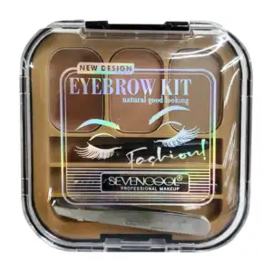 Estuche con 3 sombras para cejas, aplicador, cepillo y pinzas, varied…