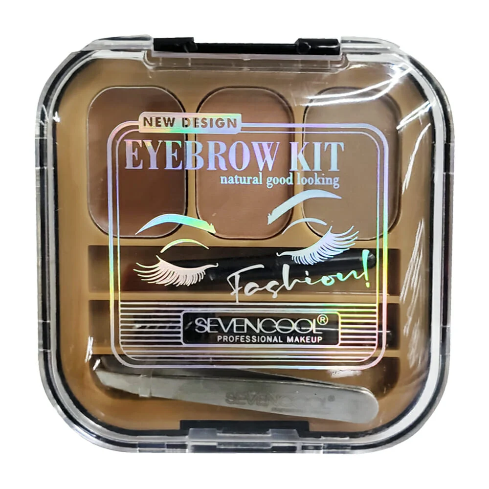 Estuche con 3 sombras para cejas, aplicador, cepillo y pinzas, variedad de tonos / 6484a / 40a03