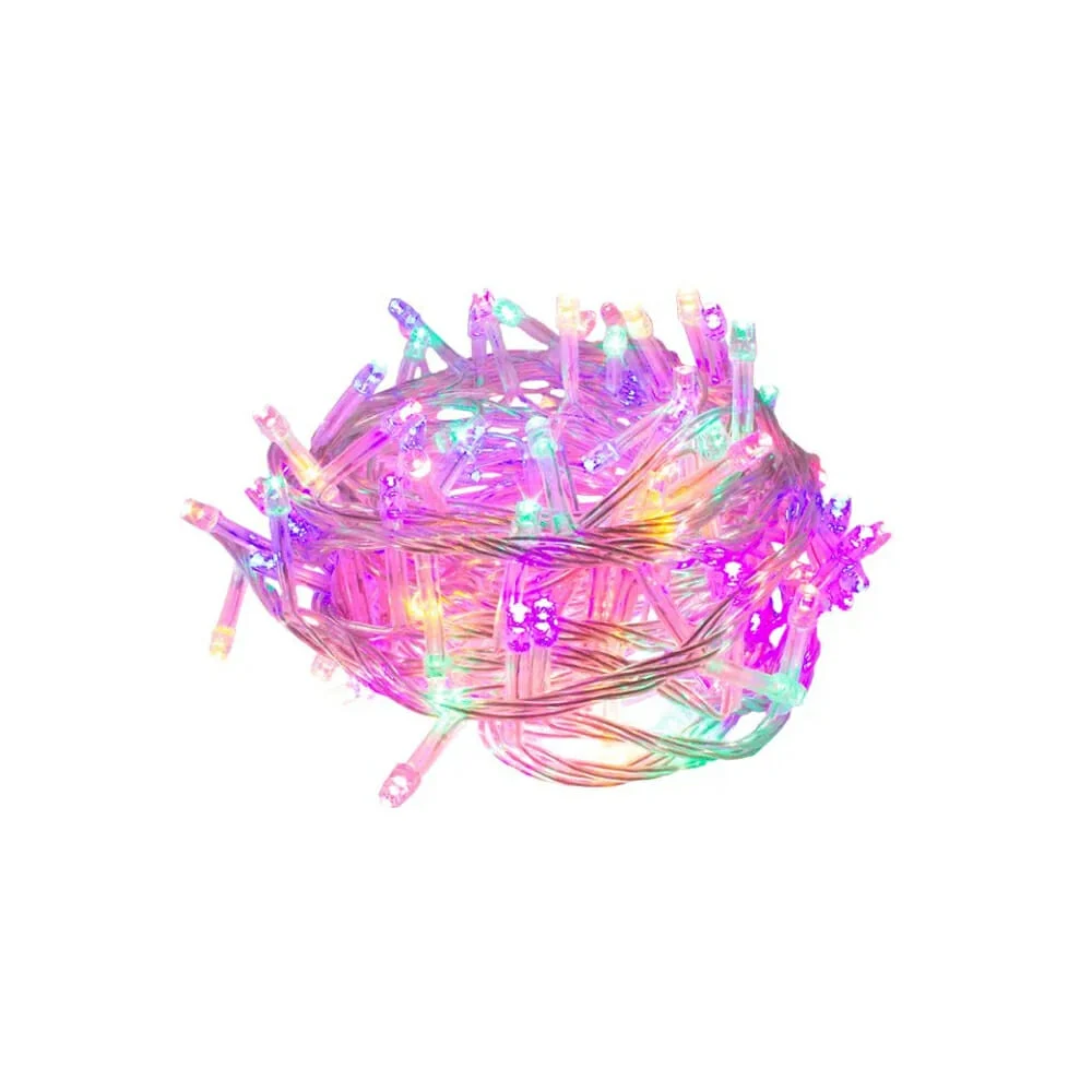 Serie de cable transparente con 100 focos led de luz multicolor 6.5 metros / ws-1714-y