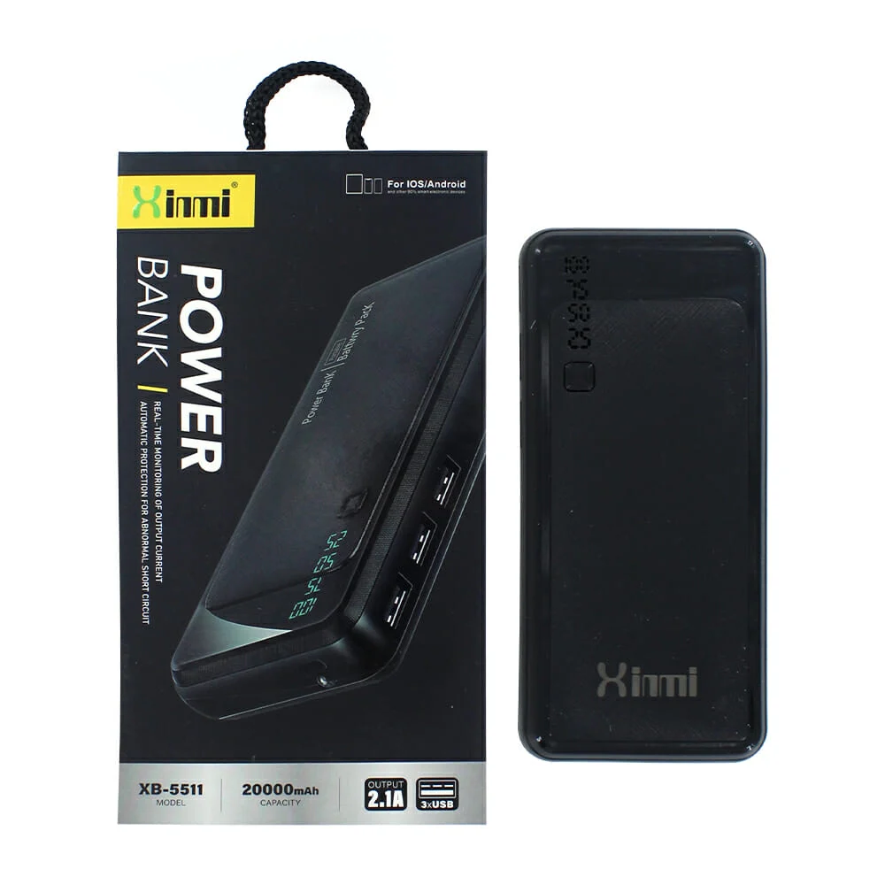 Power bank / batería portátil con indicador de batería, 3 puertos usb y capacidad de 20000mah / xb-5511