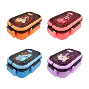 Tupper con 3 compartimentos, cubiertos, tapa translúcida con diseño a…