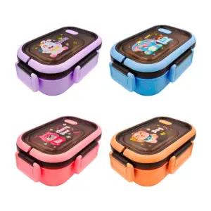 Tupper de 2 niveles, 6 compartimentos, recipiente para salsa y cubier…