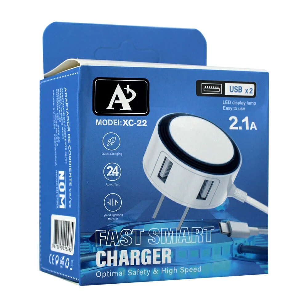 Combo cargador tipo c con 2 puertos usb adicionales 2.1a / xc-22