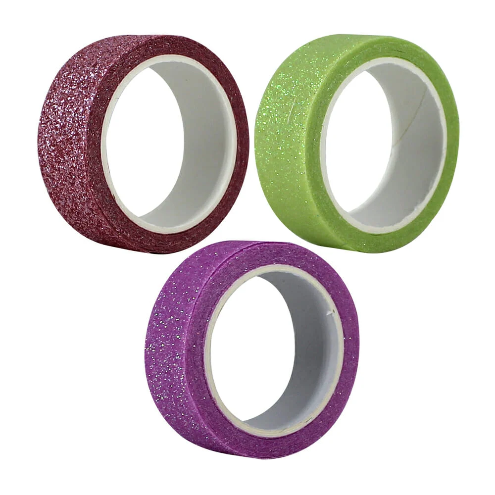 1pza Cinta adhesiva decorativa con brillantina glitter 1.5cm x 2m, variedad de colores / xd-8-3