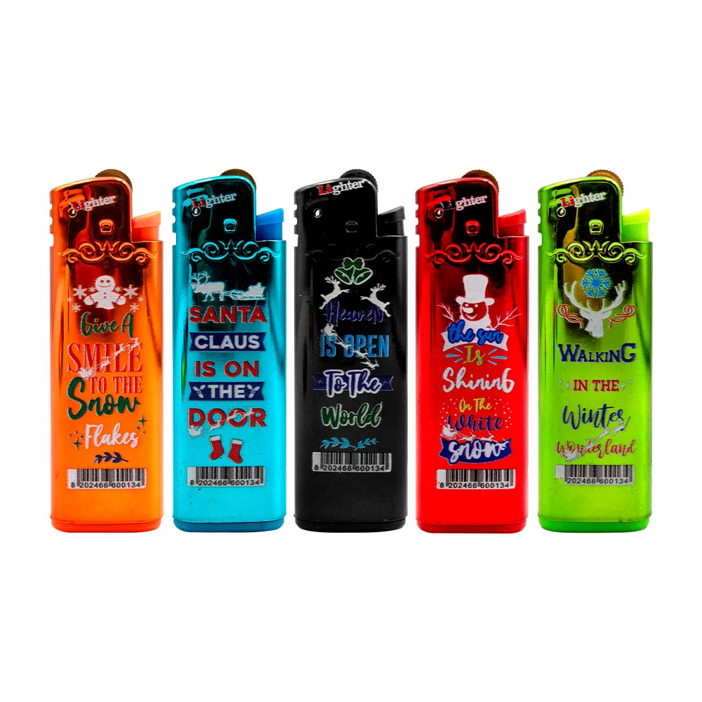 1 Encendedor pequeño metálico con estampado y color tornasol, colores varios