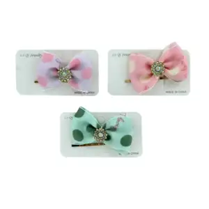 1pza Moño y broche con piedras de fantasía, variedad de colores / xh2…