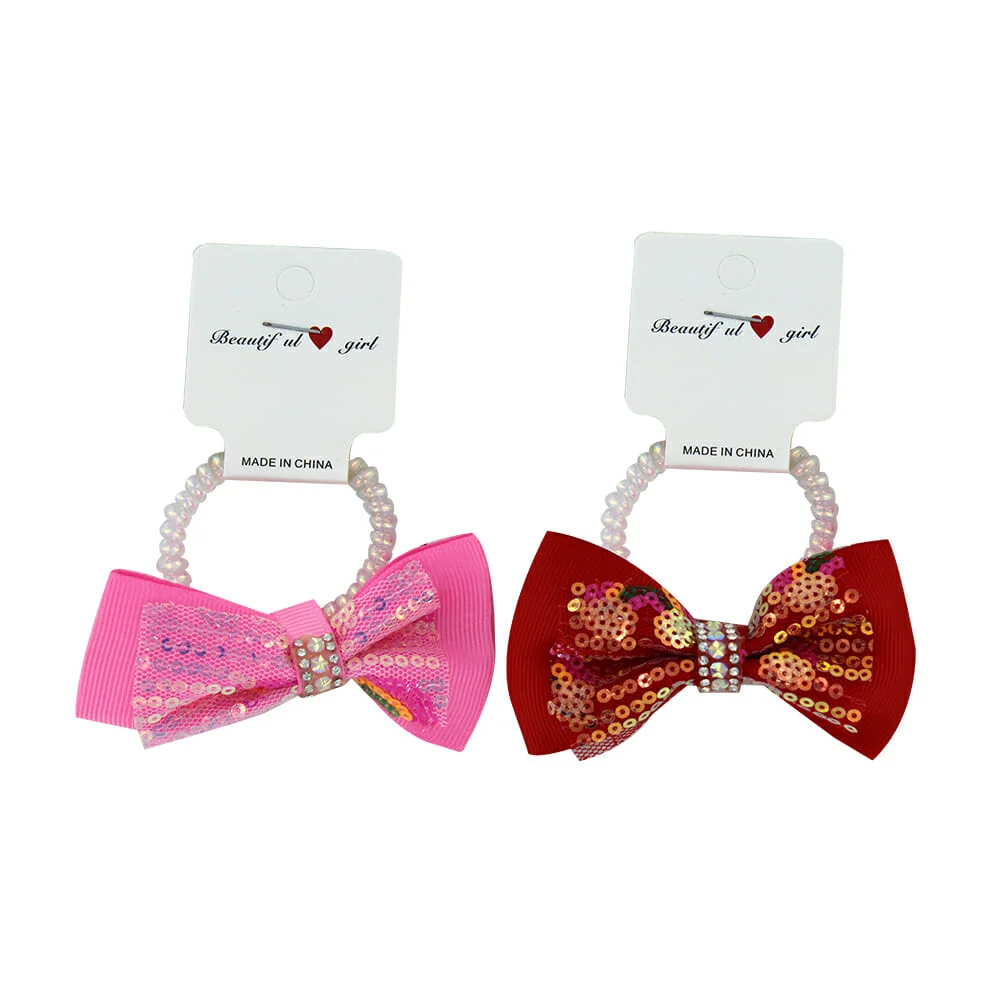 1pza Dona / liga con espiral tornasol + moño con lentejuelas / beautiful girl / R0X360