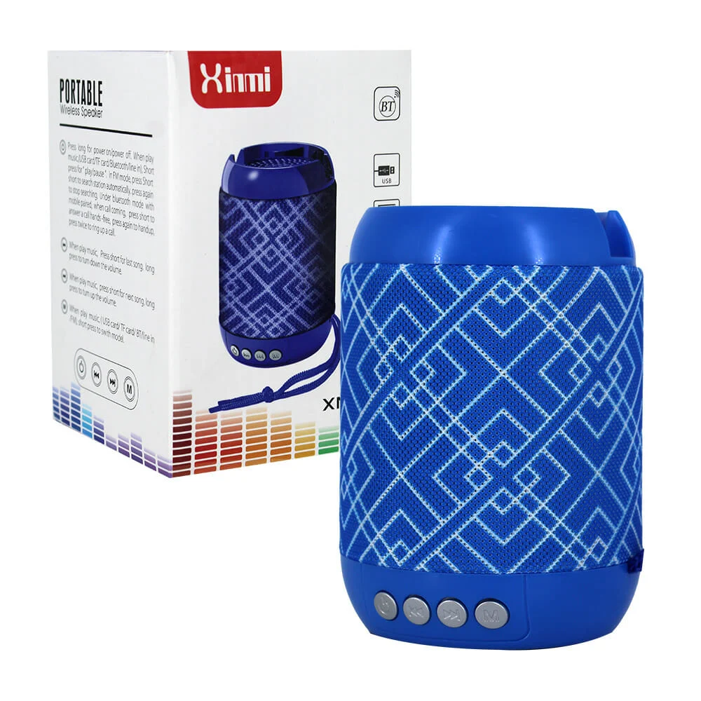 Mini bocina bluetooth xinmi en forma de cilindro fm/usb/tf xm-7118