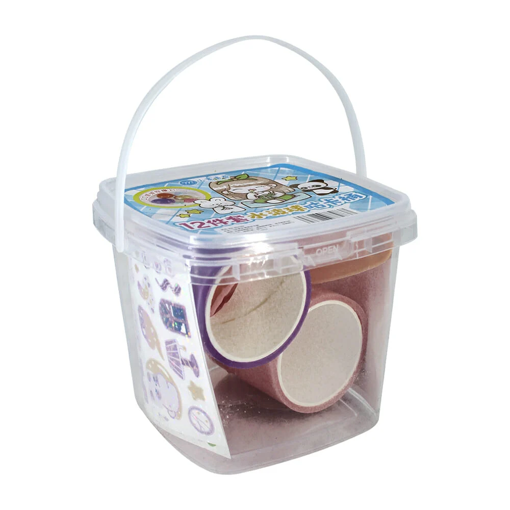 Estuche con 2 cintas decorativas traslúcidas, 5 plantilla de stickers y accesorios, variedad de diseños / xm-jd2542