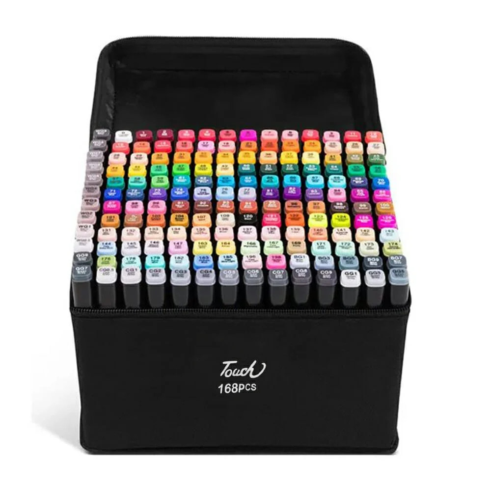 Estuche con 168 marcadores plumones touch youch doble punta de colores / 168pcs / lu6092 / b124