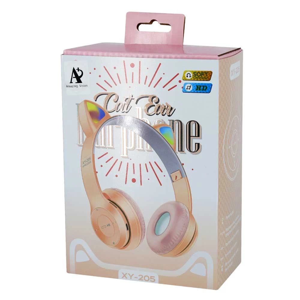 Audífonos inalámbricos de diadema plegable, con control de reproducción, luz rgb y orejas de gatito, variedad de colores / xy-205