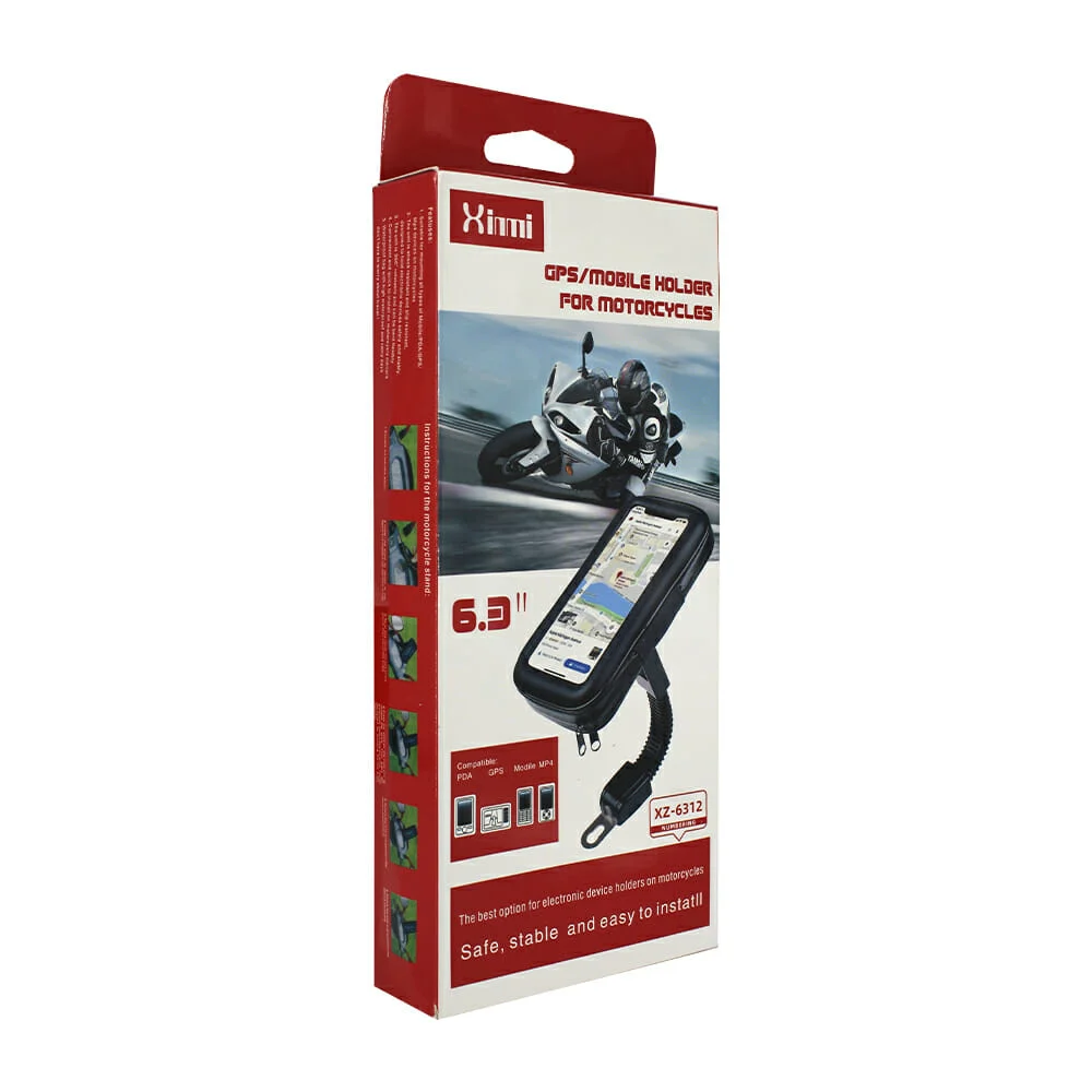 Soporte funda xinmi ajustable a manubrio de motocicleta para teléfono celular de 6 pulgadas / xz-6312
