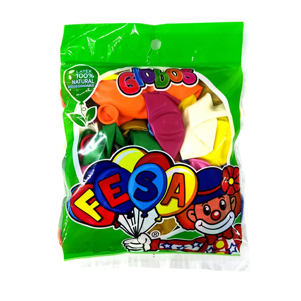Paquete de 50 globos fesa versión metalizada de látex no.9 colores surtidos / 479805