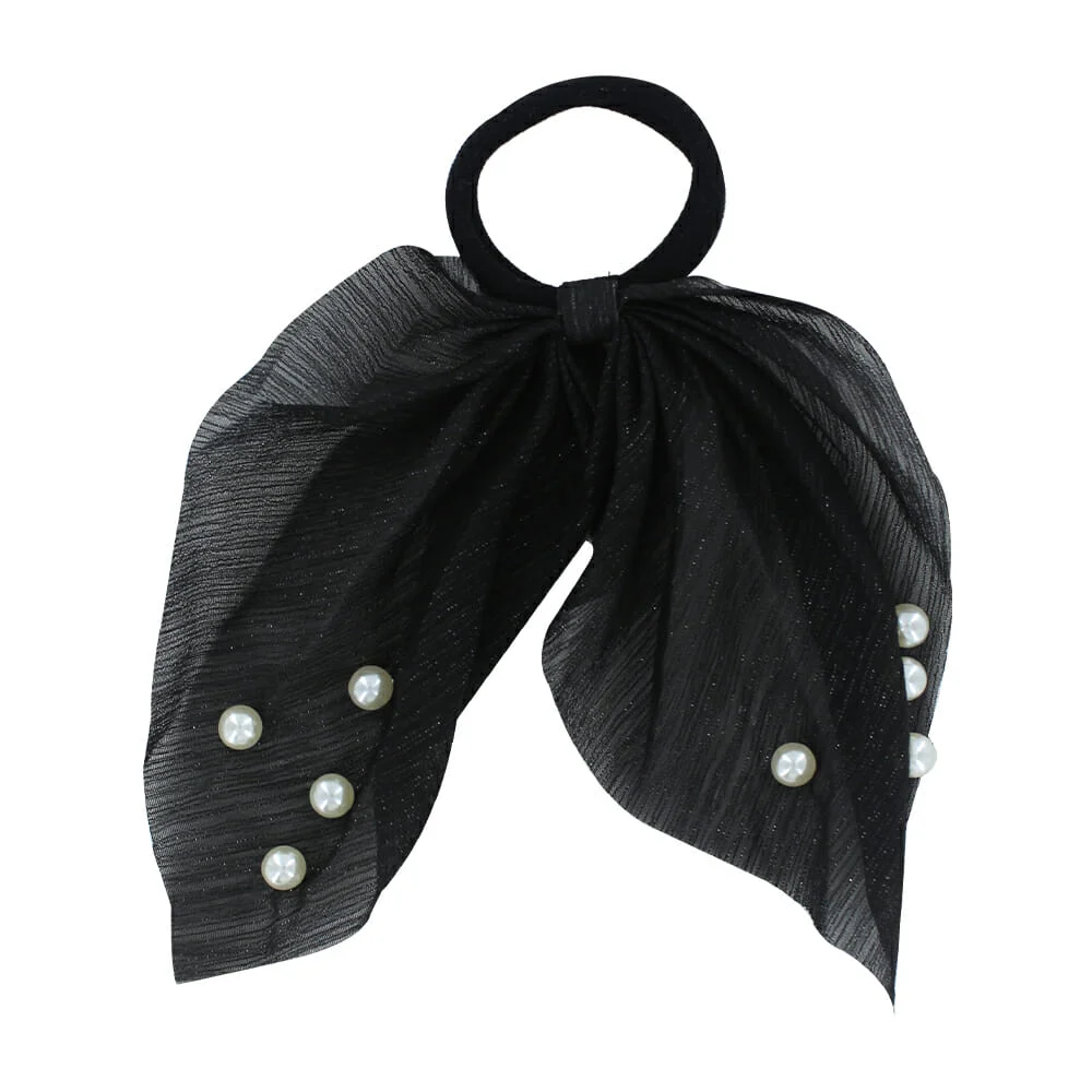 1pza Dona liga de listón tipo velo corto con decoración de perlas, variedad de colores / y-372-1