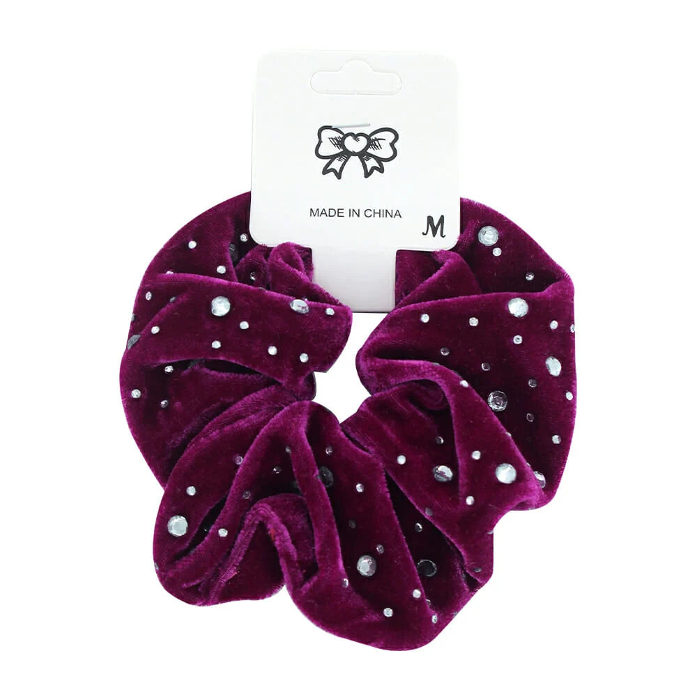 1pza Liga / dona afelpada con pedrería para cabello, variedad de colores / R1274