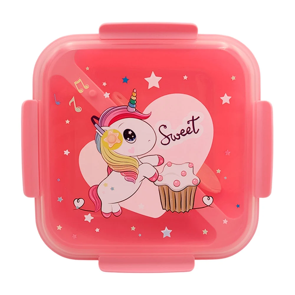 Tupper cuadrado con 2 compartimentos y cubierto, varios colores / ybh-16