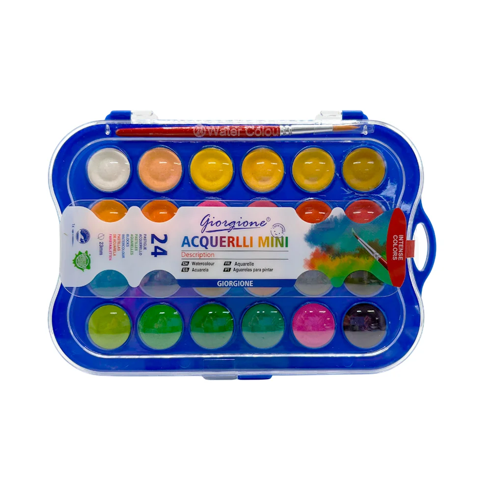 Estuche con 24 acuarelas + pincel, varie...