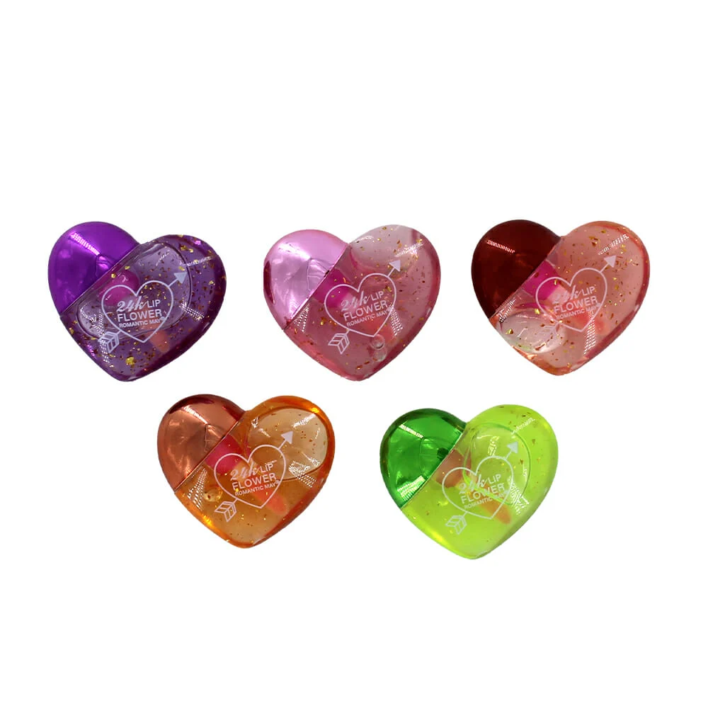 1pza Gloss en forma de corazón, variedad de colores / 24k lip flower yr-760uv