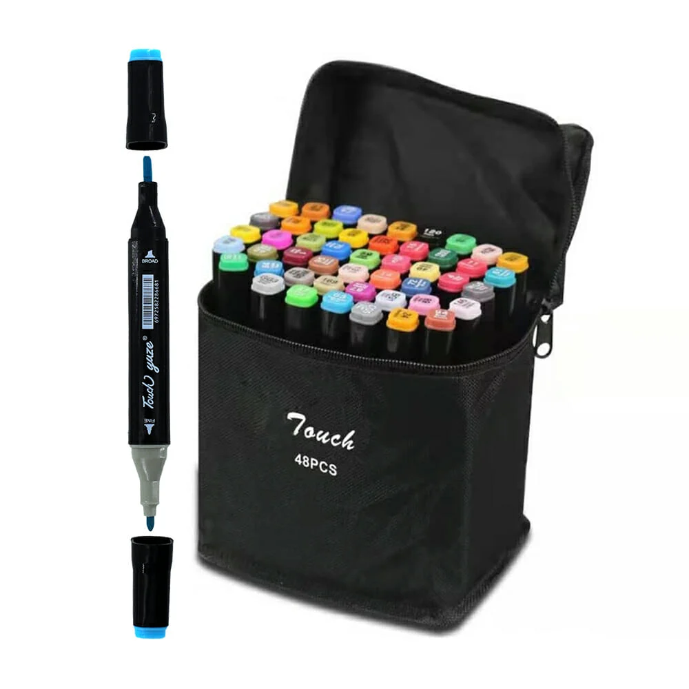 Estuche con 48 plumones marcadores doble punta de colores / ts1848 / c7-046-3 / touch marker 48pcs / 818-48 / b118