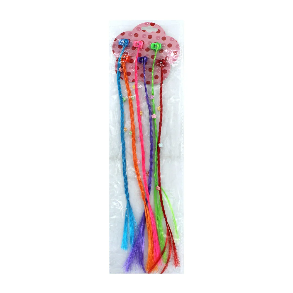 Paquete de 6 broches con trenzas de colores con decoración de mini flores, variedad de colores / zb-0256