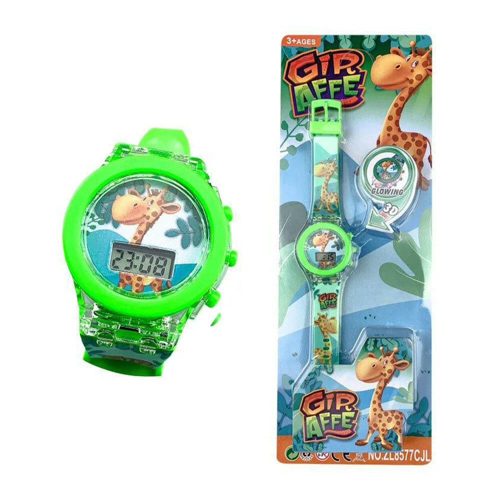 Reloj digital infantil con luz y diseño de giraffe