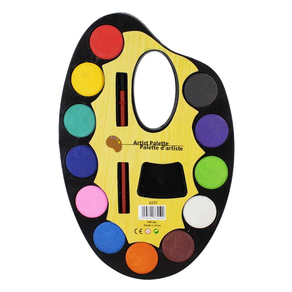 Paleta de acuarelas artist palette con 12 colores y pincel / st37140 / b6017 / 4237 / 334599 / b6020