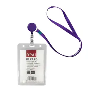Portagafete transparente con yoyo retráctil y listón, variedad de col…