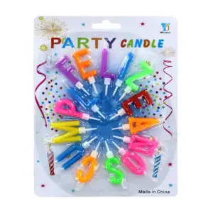 Set 15 velas de colores feliz cumpleaños, variedad de colores / 96872…
