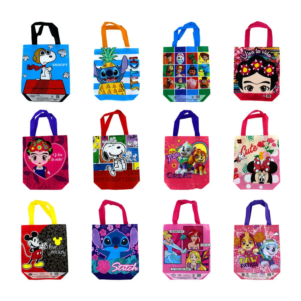 Bolsa chica ecológica con diseño de personajes, variedad de personajes 25x25x8cm / R0X154
