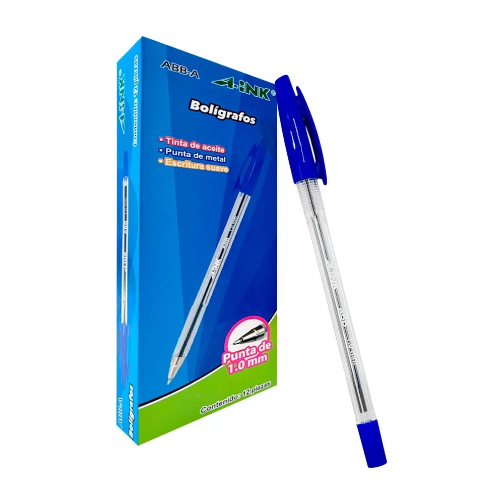 Paquete con 12 plumas-bolígrafos en color azul, punta 1.0mm / abb-a