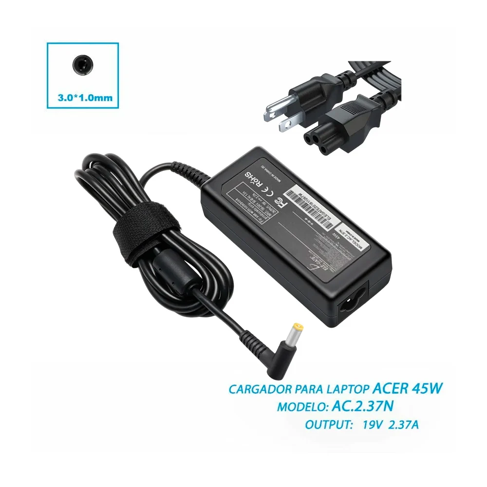 Cargador Laptop Compatible Acer 19v 2.37a 45w 5.5×1.7mm / AC.2.37A / ac.2.37.5517