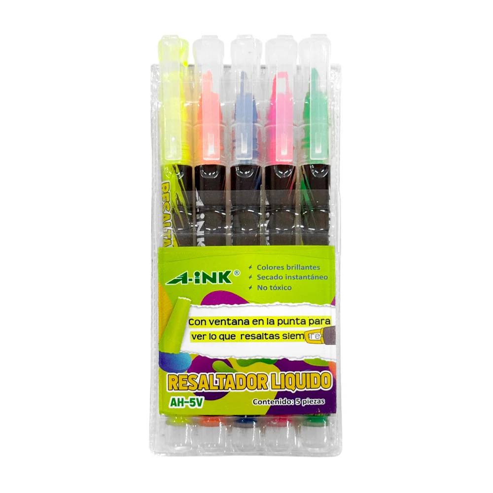 Paquete con 5 resaltadores líquidos, tonos neón, variedad / ah-5v