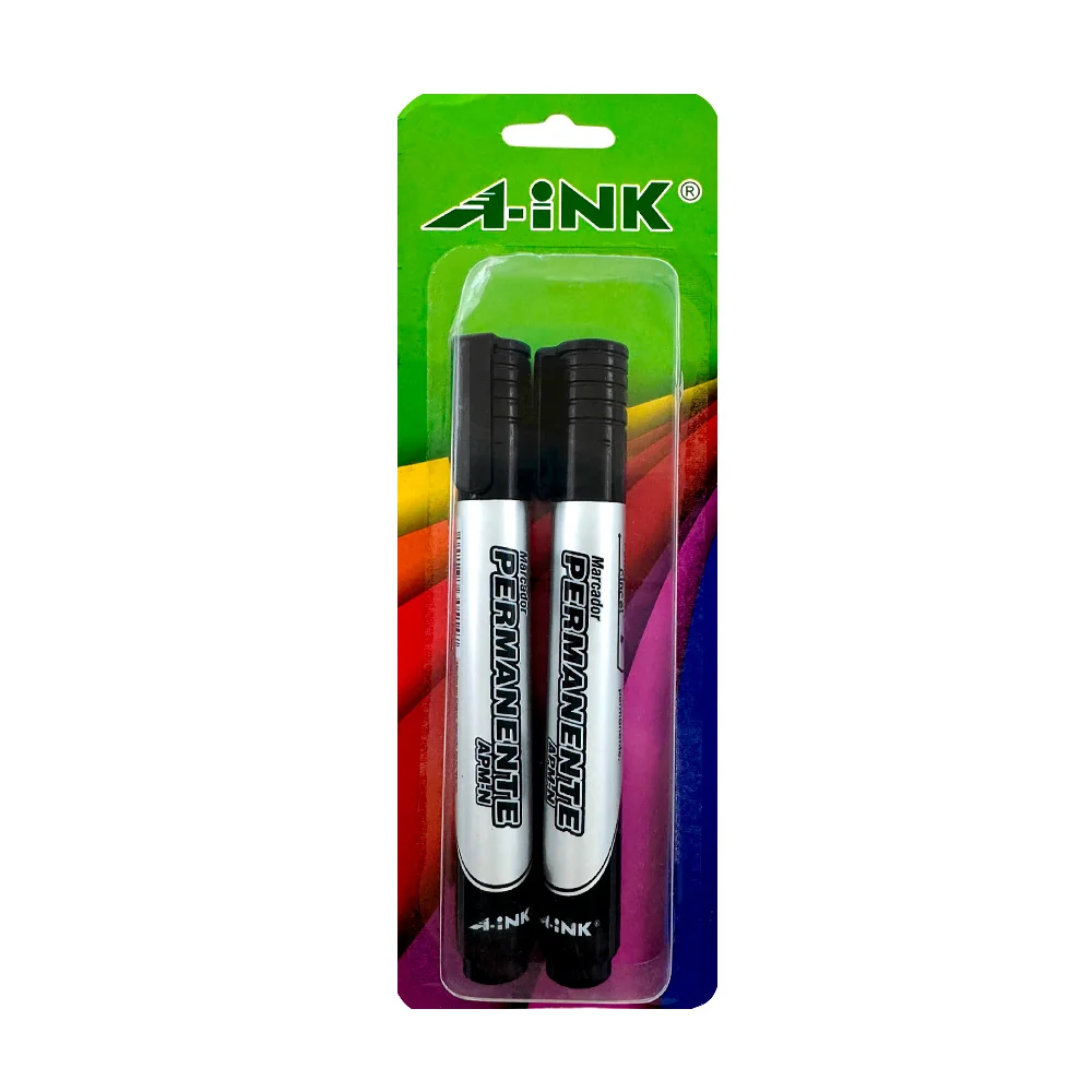 Blíster con 2 plumones permanentes grueso cincel / apm-n2bl