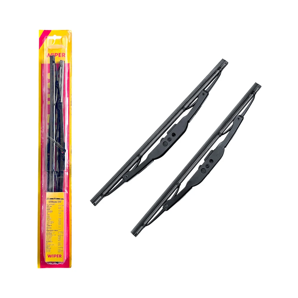 Par de limpiaparabrisas para coche con cuerpo metálico y gomas de plástico para remover el agua / wiper / 450mm / 18 pulgadas