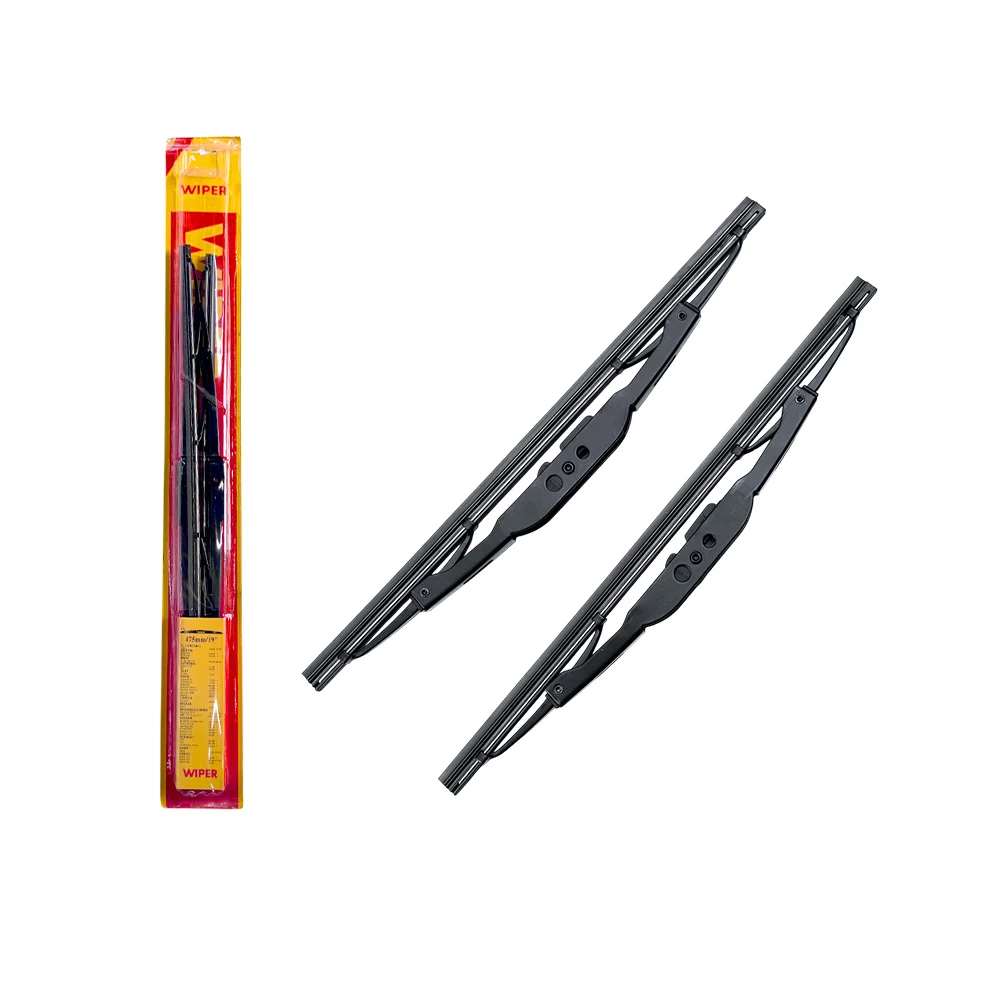 Par de limpiaparabrisas para coche con cuerpo metálico y gomas de plástico para remover el agua / wiper / 475mm / 19 pulgadas