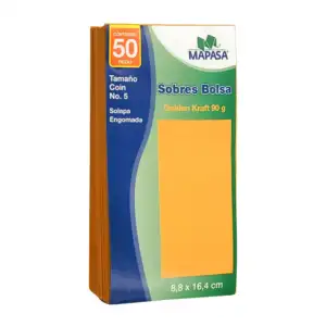 Paquete con 50 sobres bolsa de papel kraft, tamaño coin no.5, 8.8x16.…