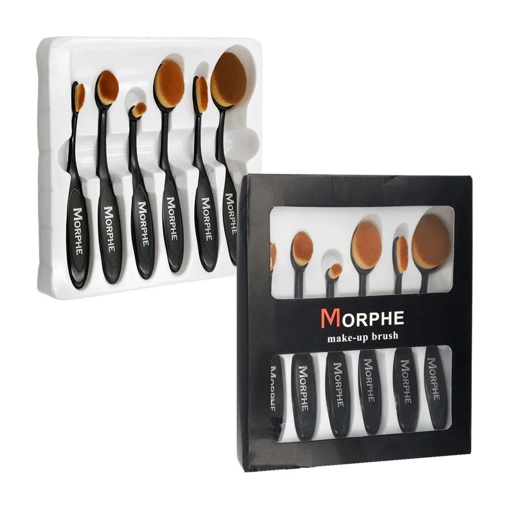 Paquete con 6 brochas estilo cuchara de diversos tamaños con cerdas suaves para maquillaje / morphe / make-up brush / brush-040