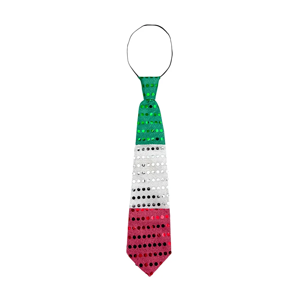 1pz corbata tricolor con lentejuelas y luz led / bt-2827 / corbata méxico