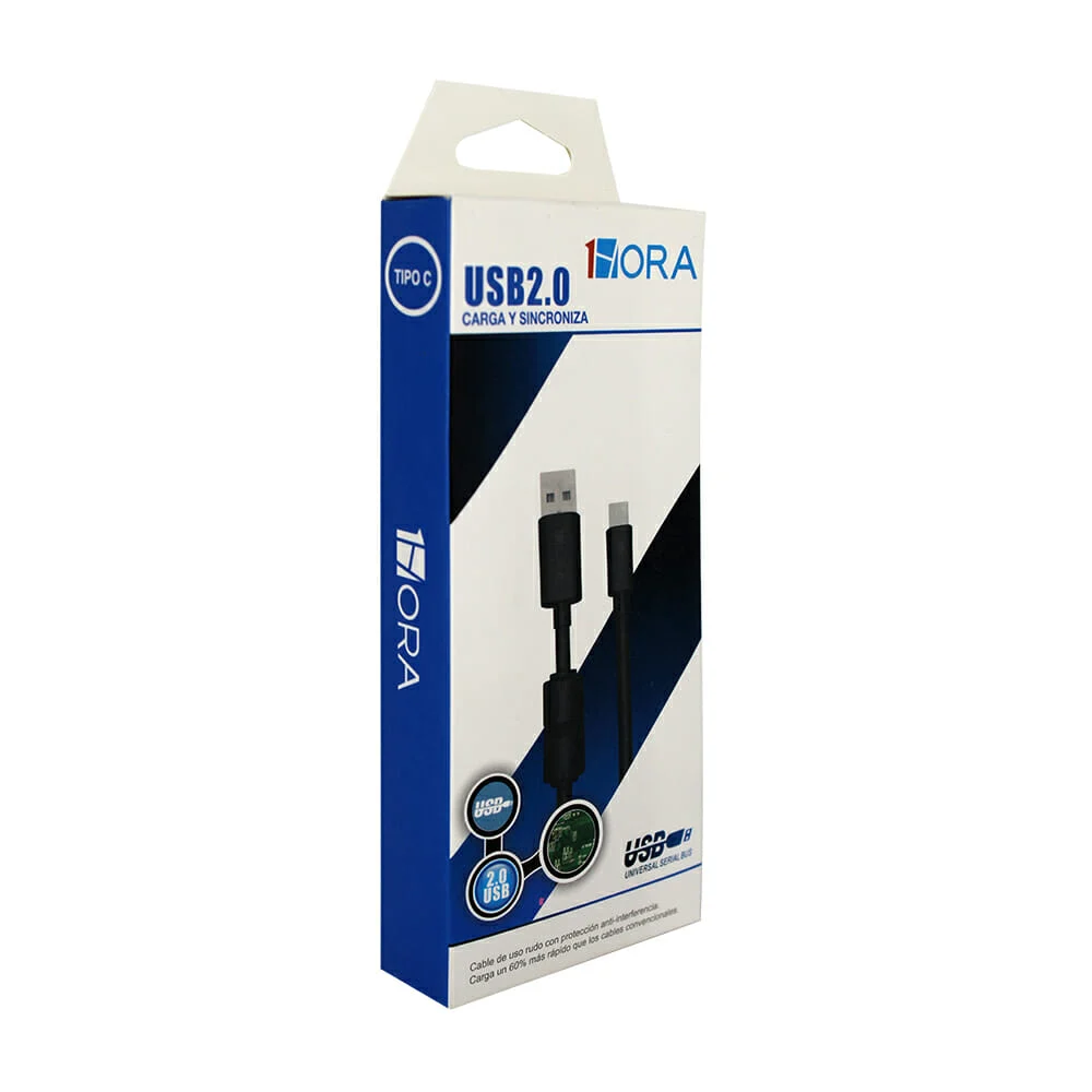 Cable usb 2.0 a tipo c 1hora, variedad de colores / cab150