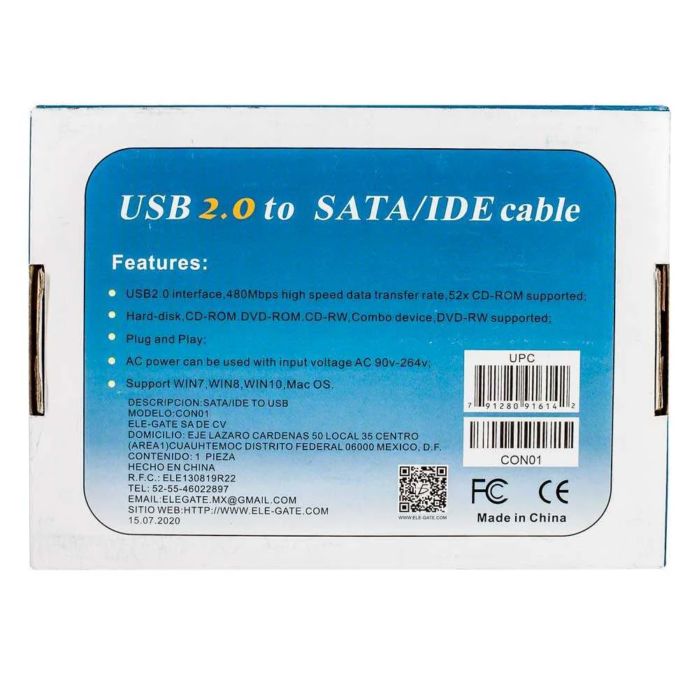 Convertidor usb 2.0 a sata ide disco dur...