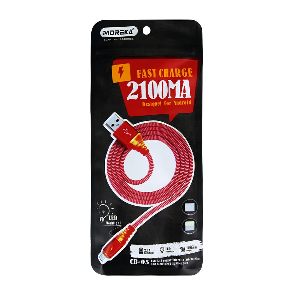 Cable de carga con entrada tipo v8, 2.1a 2100mah moreka cb-05