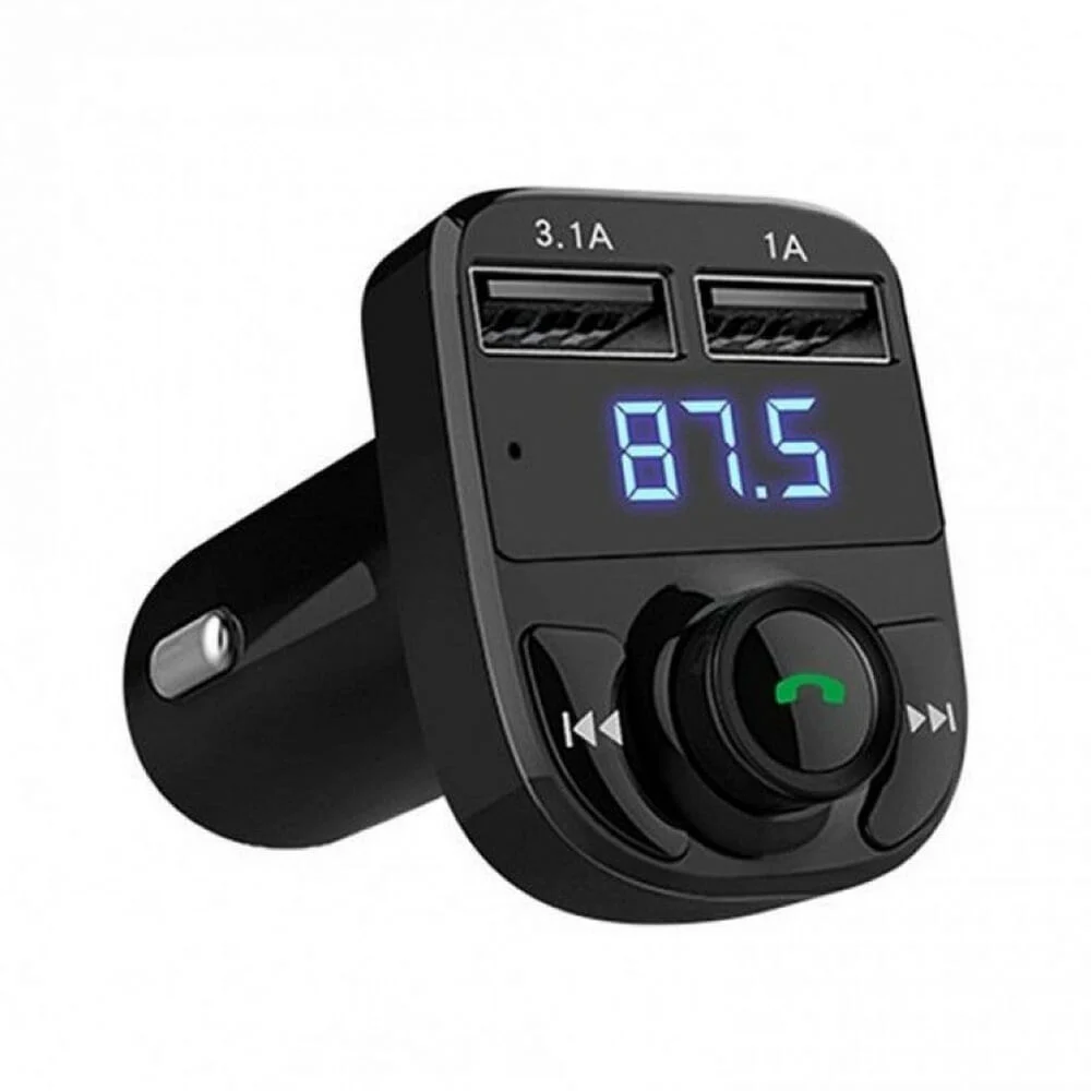Receptor de fm con pantalla digital para automóvil y dos puertos usb de carga + control / x8