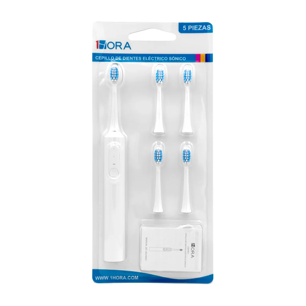Cepillo de dientes eléctronico sónico 1hora, recargable + 4 repuestos / cep001b