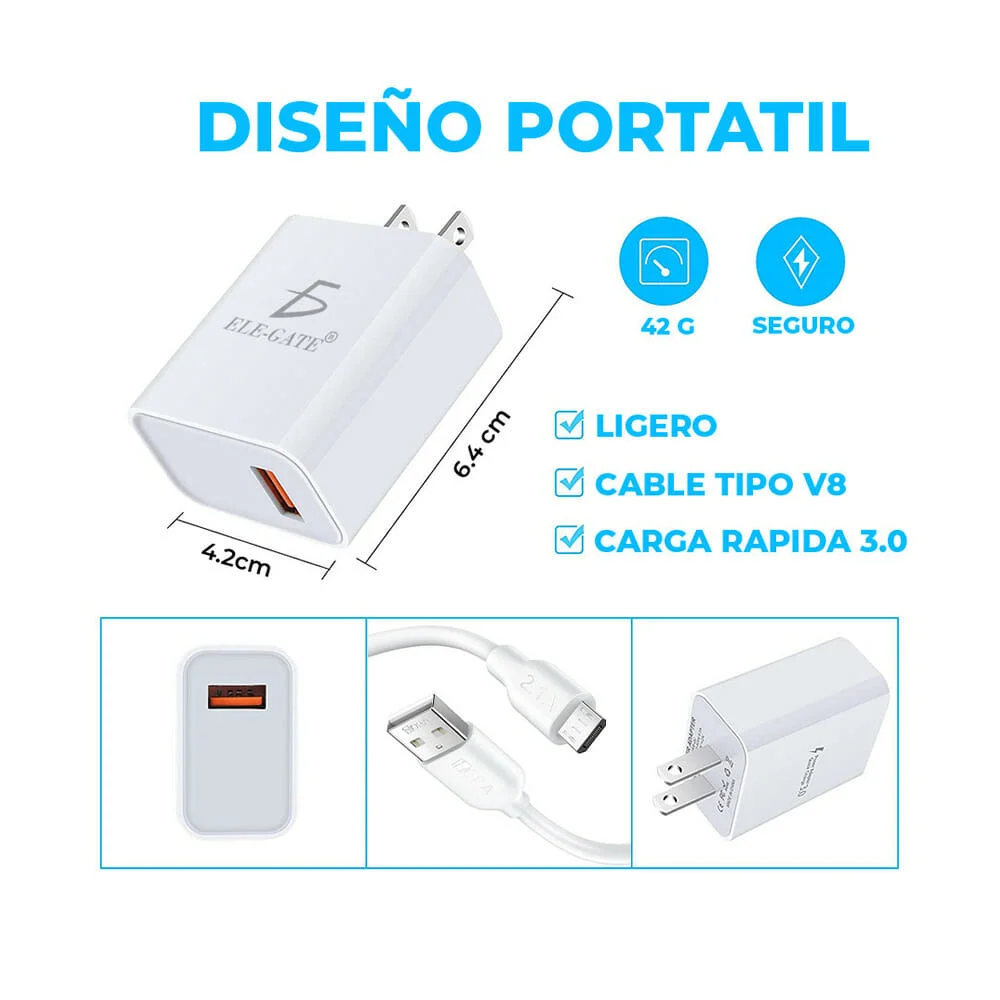 Cargador de carga rápida, 2a, 5v, con c...