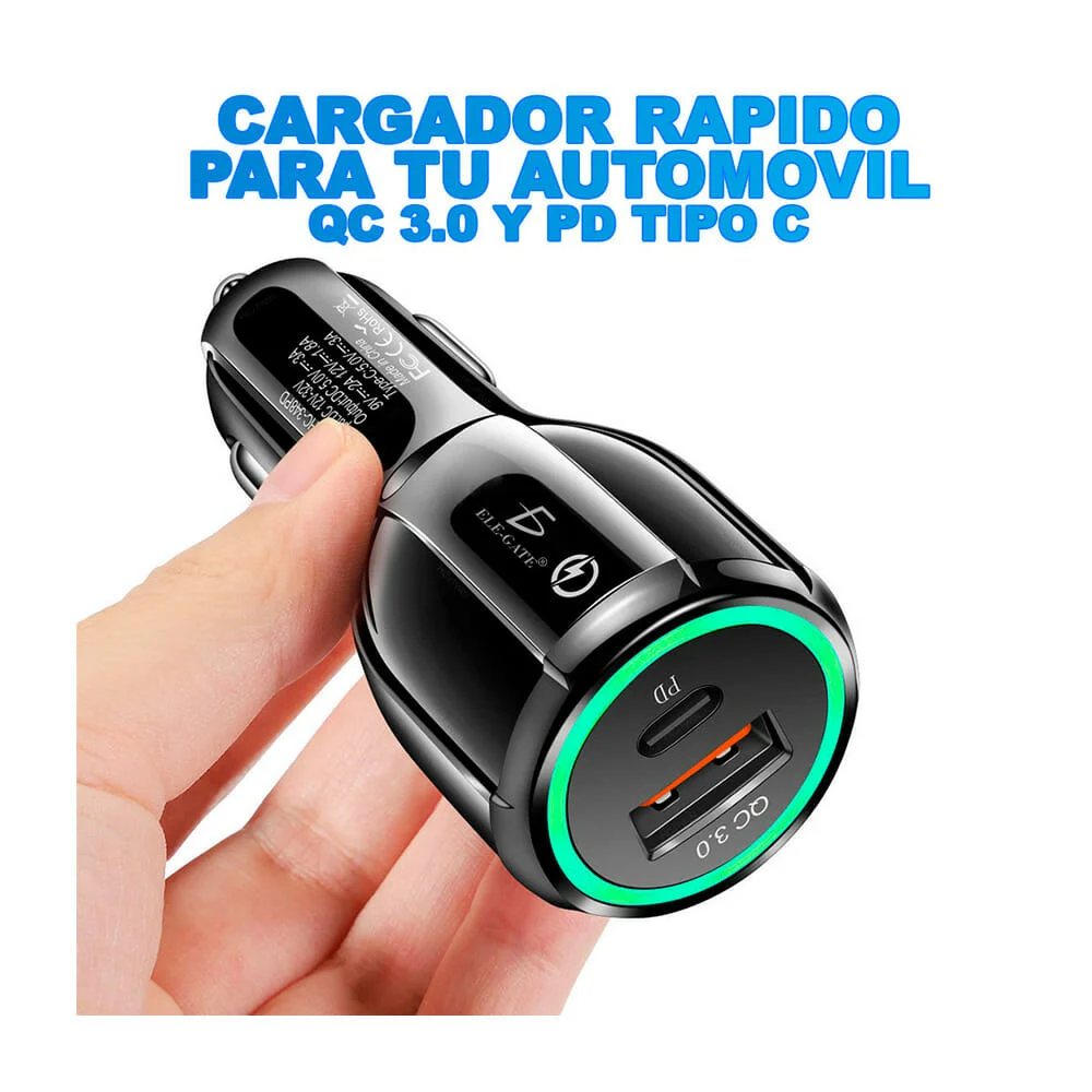 Cargador para coche qc3.0, con puerto us...