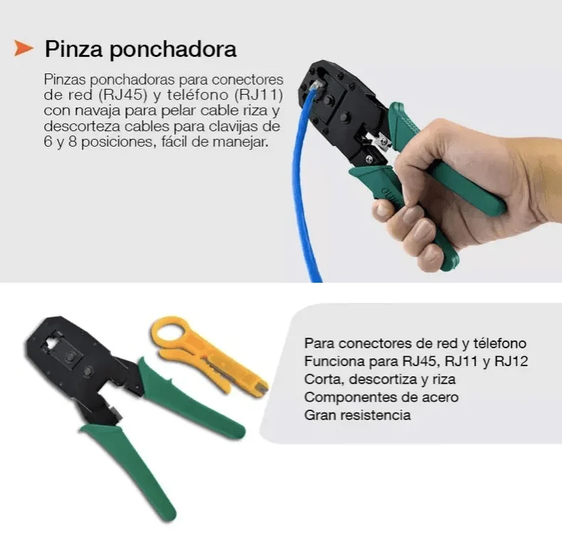 Pinzas ponchadoras especificaciones