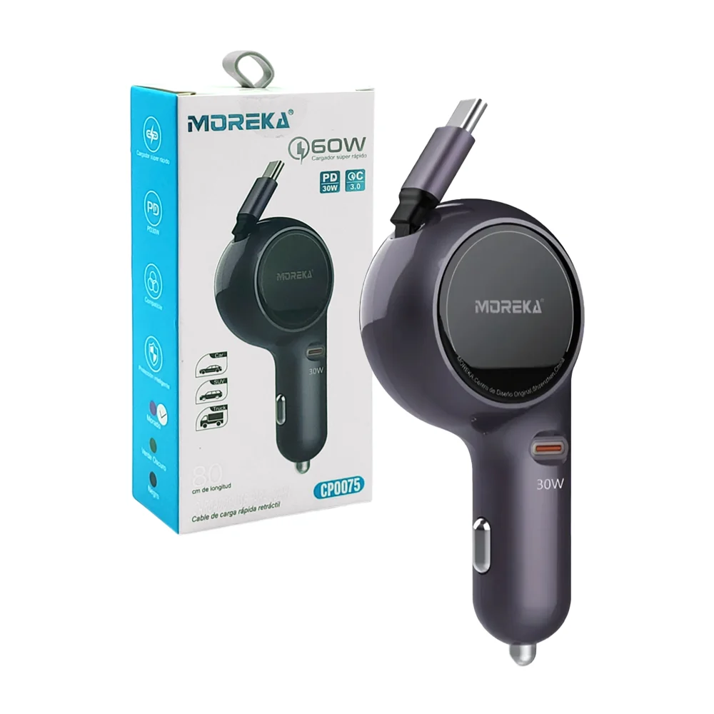 Plug moreka cargador puerto usb-c y cable extensor tipo-c de 30w, color surtido