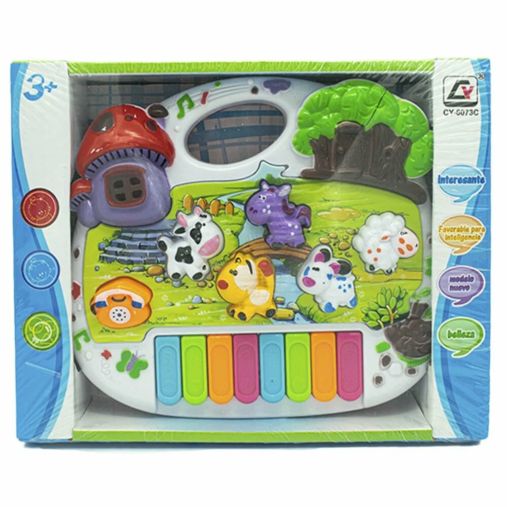 Piano interactivo de juguete con figuras de animales, luz y sonido / cy-6073c
