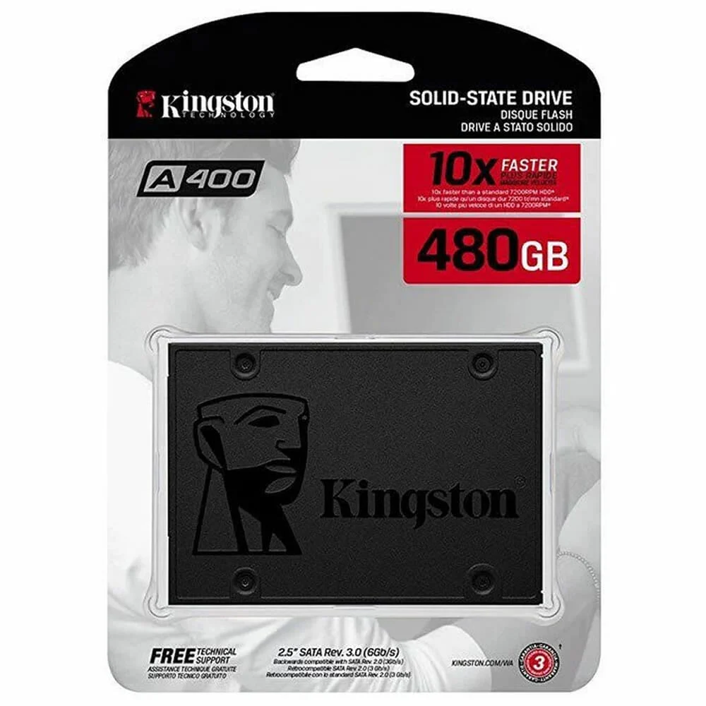Unidad de disco duro en estado sólido ssd 2.5 sata III kingston versión a400 con capacidad de 480gb / sa400s37408g