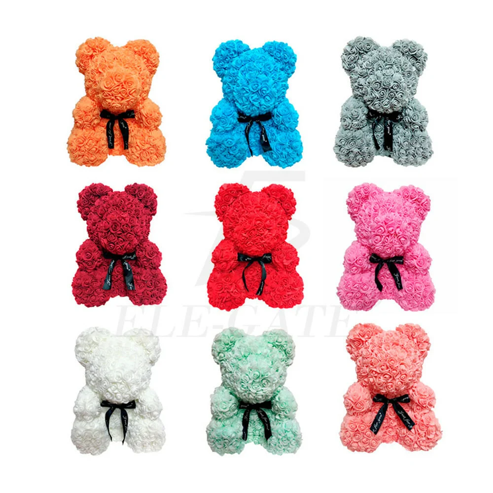 Oso de 40cm con rosas de foamy, variedad de colores